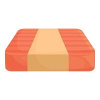 Salmon fillet being packed in cardboard box for delivery vector