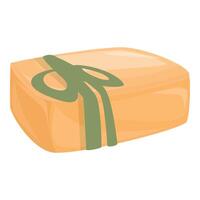 Bar of soap is being wrapped with a green ribbon vector