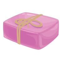 Pink bar of soap tied with string for gift giving vector