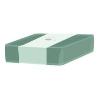 Green soap bar with label isolated on white background vector