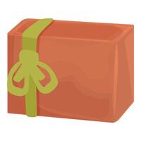 Rectangular gift box wrapped with green ribbon lying on white background vector