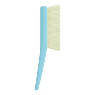 Blue cleaning brush standing up side view