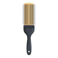 Round hairbrush creating smooth and shiny hair vector