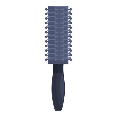 Black plastic hairbrush with rounded handle for styling