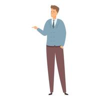Businessman is standing and pointing aside while smiling vector