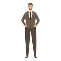 Confident businessman standing with hands on hips posing in formal suit vector