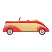 Red and beige retro car parked in profile showing its design vector