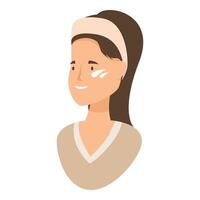 Beautician applying face cream for skincare routine vector