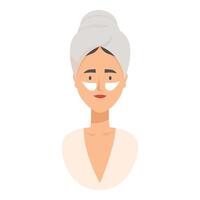 Woman applying under eye patches enjoying spa day vector