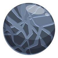 Dark blue planet with glowing cracks is orbiting in space vector