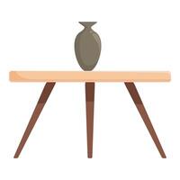 Minimalist wooden table standing on three legs with vase on top vector