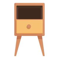 Wooden nightstand furniture with open empty drawer vector
