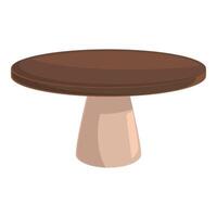 Big brown round table top standing on one leg is resembling a mushroom vector