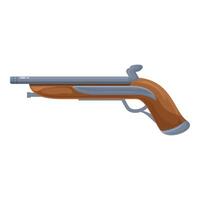 Old musket gun using wood and metal being held by a hunter vector