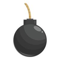 Round black bomb with burning wick isolate on white background vector