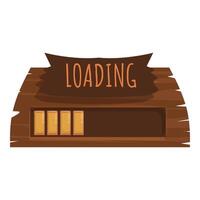 Wooden game asset loading screen showing progress bar increasing vector