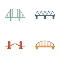 Various bridge icons set cartoon . Bridge project vector