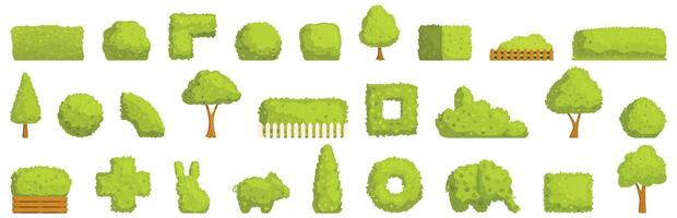 Hedge icons set. Set of isolated elements for landscaping a garden or park vector