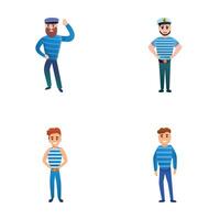 Man seafarer icons set cartoon . Ship captain and sailor vector
