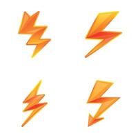 Lightning icons set cartoon . Natural phenomenon vector
