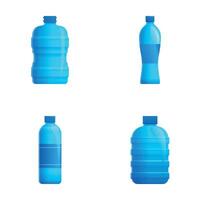 Clean water icons set cartoon . Drinking water in plastic container vector