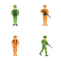 Special force icons set cartoon . Army tactical team vector