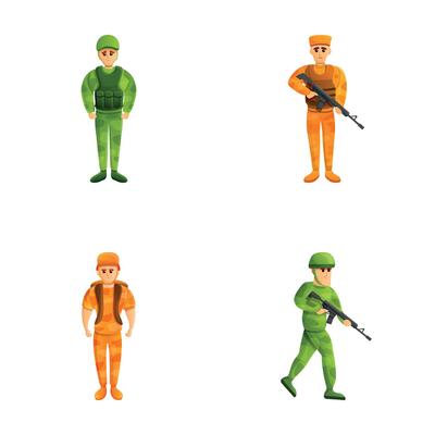 Special force icons set cartoon . Army tactical team