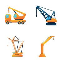 Industrial crane icons set cartoon . Different type of crane vector