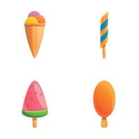 Summer food icons set cartoon . Various multicolored ice cream vector