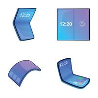 Smartphone icons set cartoon . Foldable smartphone with flexible screen vector