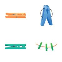 Various clothespin icons set cartoon . Colored clothes peg collection vector