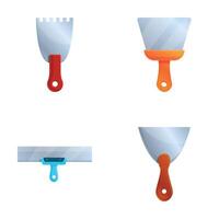 Cement trowel icons set cartoon . Metal trowel of various shape vector