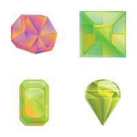 Precious stone icons set cartoon . Gem of different shape and color vector