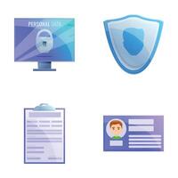 Internet security icons set cartoon . Personal data protection vector