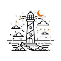 simple monoline lighthouse vector