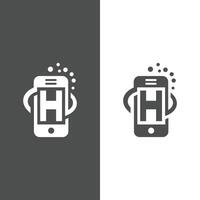 logo H with mobile phone in gray color vector