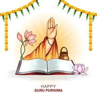 Guru purnima with blessing hand card background vector