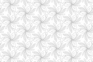 Hand drawn silver floral pattern on white background vector