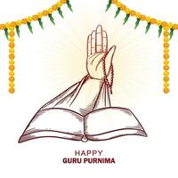 Guru purnima with blessing hand card background vector