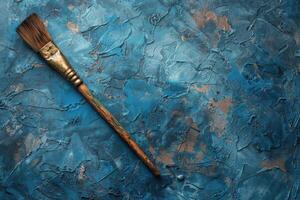 Abstract Blue And Gold Textured Background With Metallic Finish photo