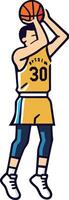 An illustration of a basketball player taking a jump shot vector