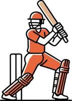 An illustration of a cricket player in action vector