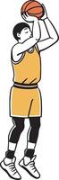 Illustration of a basketball player jump shotting hand drawn style vector