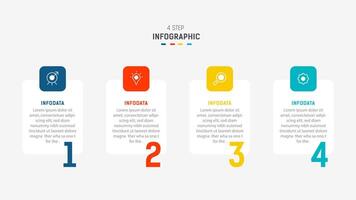 Four Step Infographic label design template with line icons. process steps diagram, presentations, workflow layout, banner, flow chart, info graph illustration. vector
