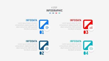 Four Step Infographic label design template with line icons. process steps diagram, presentations, workflow layout, banner, flow chart, info graph illustration. vector