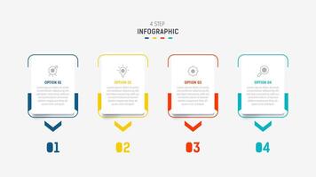 Four Step Infographic label design template with line icons. process steps diagram, presentations, workflow layout, banner, flow chart, info graph illustration. vector