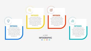 Four Step Infographic label design template with line icons. process steps diagram, presentations, workflow layout, banner, flow chart, info graph illustration. vector