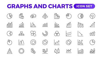 Graphs and charts icon set. Business growing bar graph icons. Statistics and analytics icon. Statistic and data, charts diagrams, money, down or up arrow vector