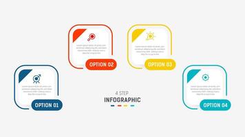 four Step Infographic label design template with line icons. process steps diagram, presentations, workflow layout, banner, flow chart, info graph illustration. vector