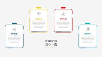 Four Step Infographic label design template with line icons. process steps diagram, presentations, workflow layout, banner, flow chart, info graph illustration. vector